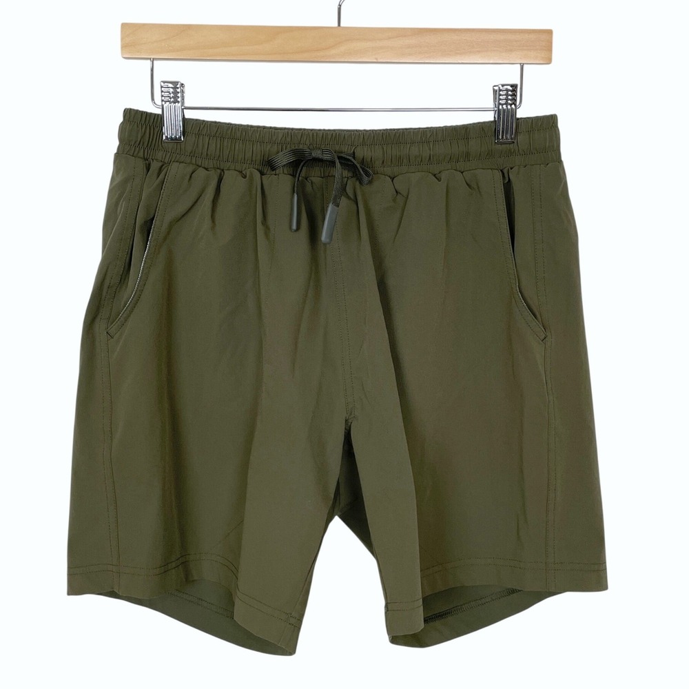 Bearbottom Olive Green Lined Athletic Shorts Mens M 7" Activewear Performance